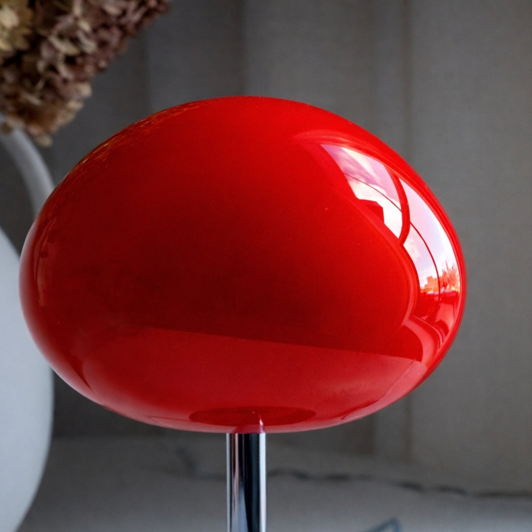 Red Glass Mushroom Table Lamp
