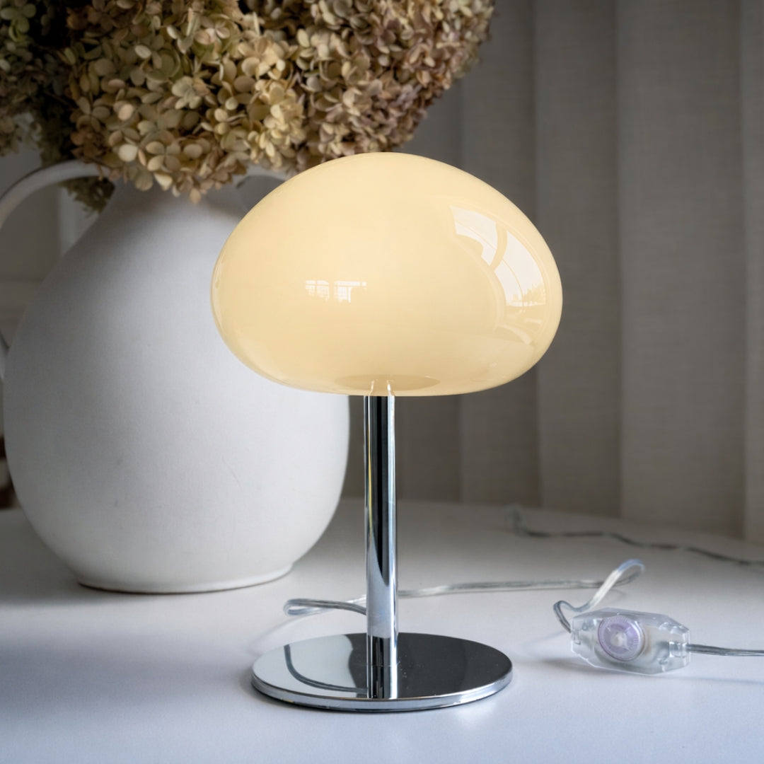 Cream Glass Mushroom Table Lamp