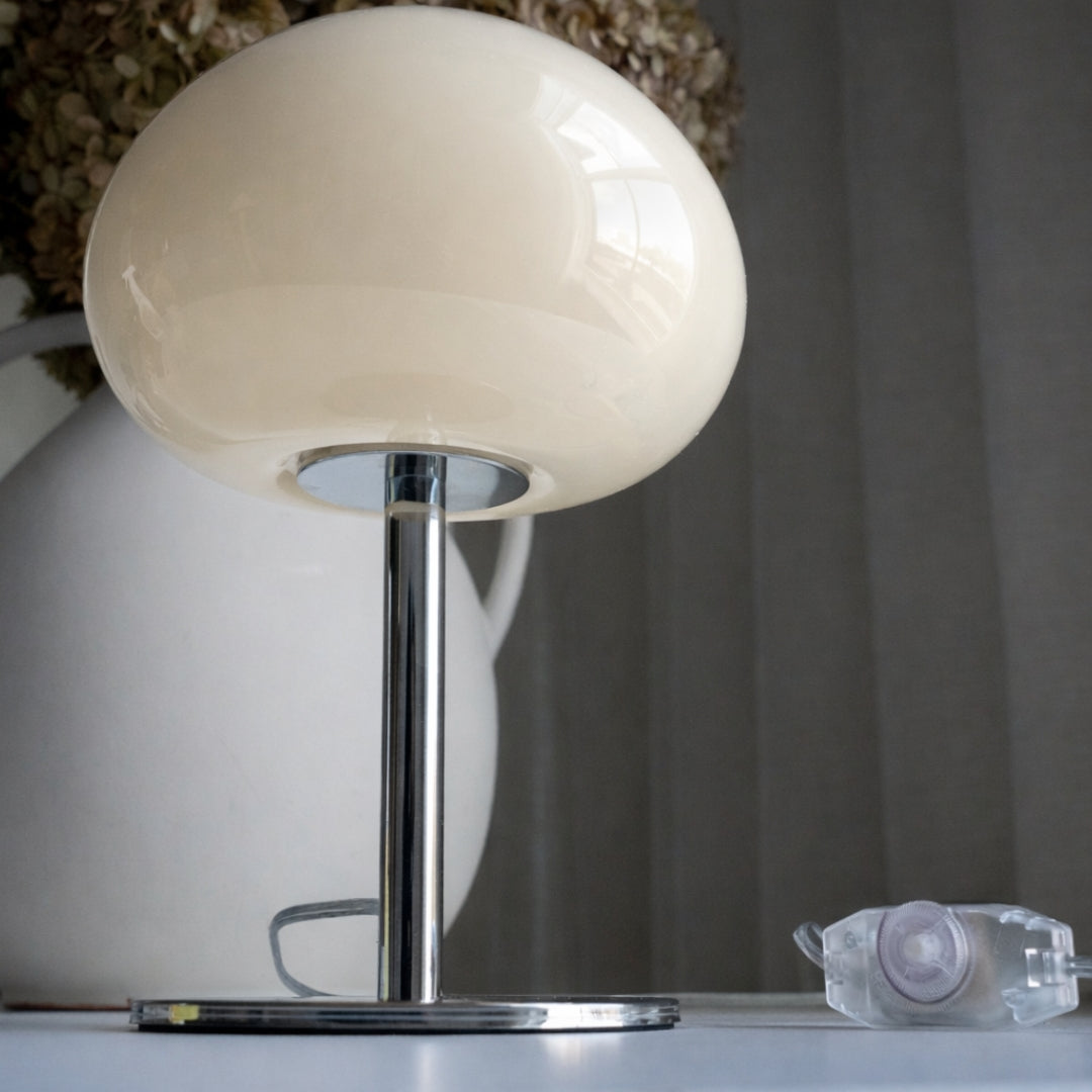Cream Glass Mushroom Table Lamp