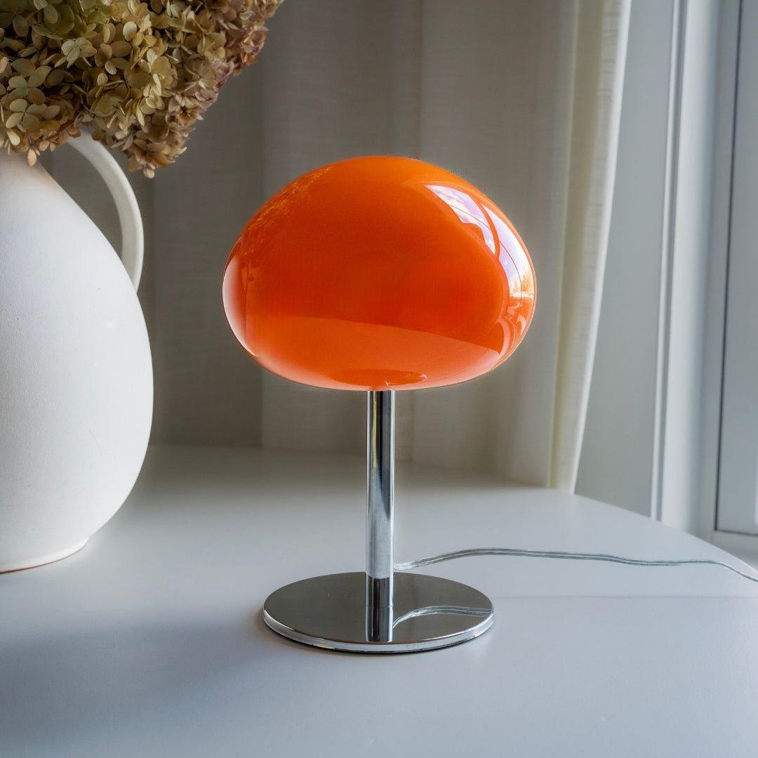 Orange Glass Mushroom Table Lamp