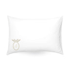 Personalized white pillowcase with elegant monogram and bow design, perfect for home decor.