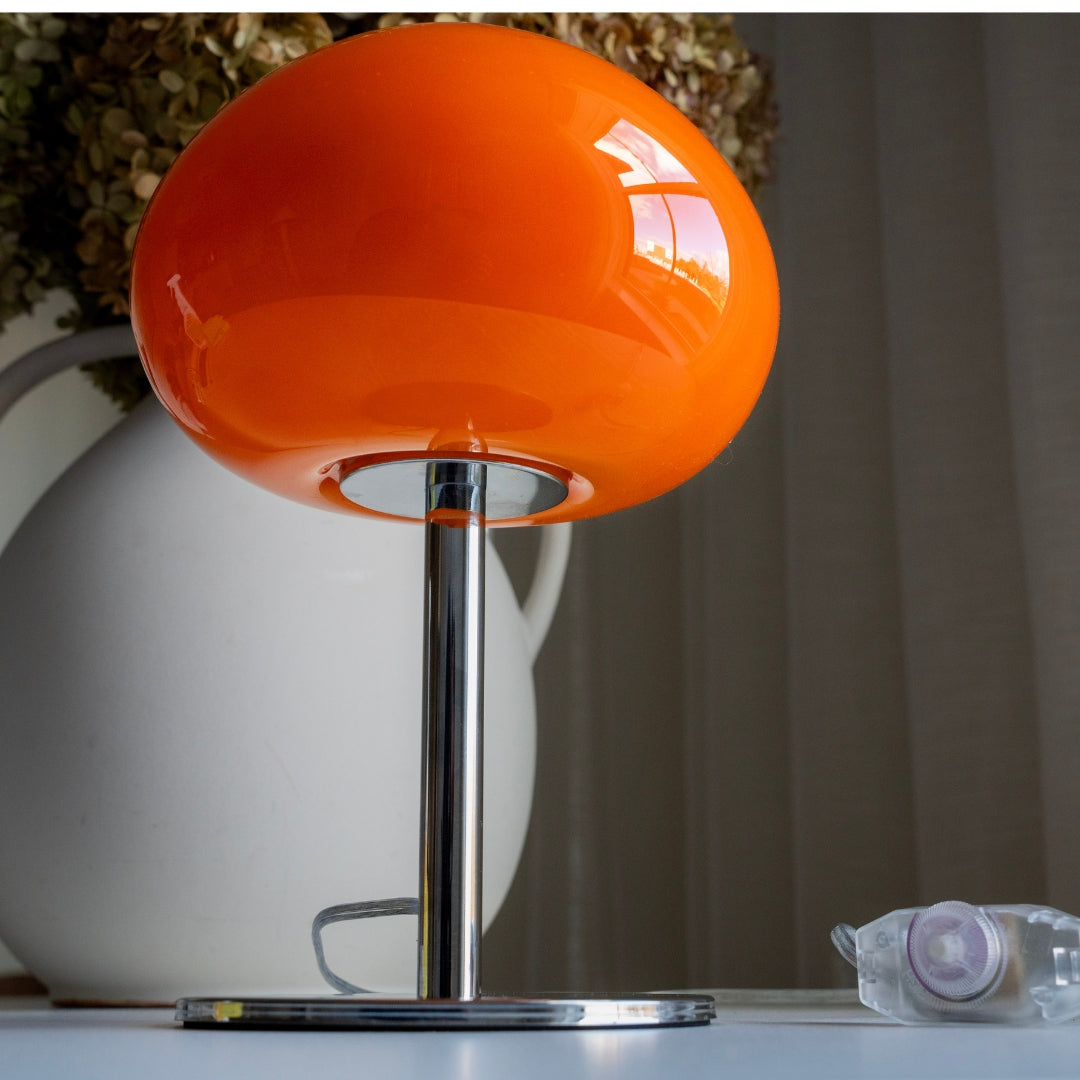 Orange Glass Mushroom Table Lamp