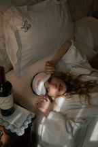 Cozy white sleep mask with 'Wifey' embroidery, perfect for relaxation and comfort.