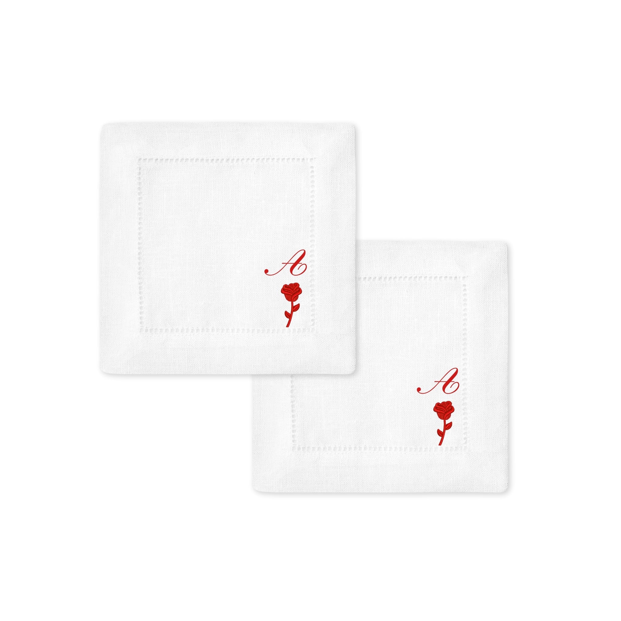 Forever Rose Initial Cocktail Napkin Set