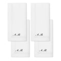 Set of 4 white linen napkins with elegant black A.B. monogram embroidery.