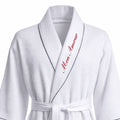 Womens Waffle Robe Embroidered Collar